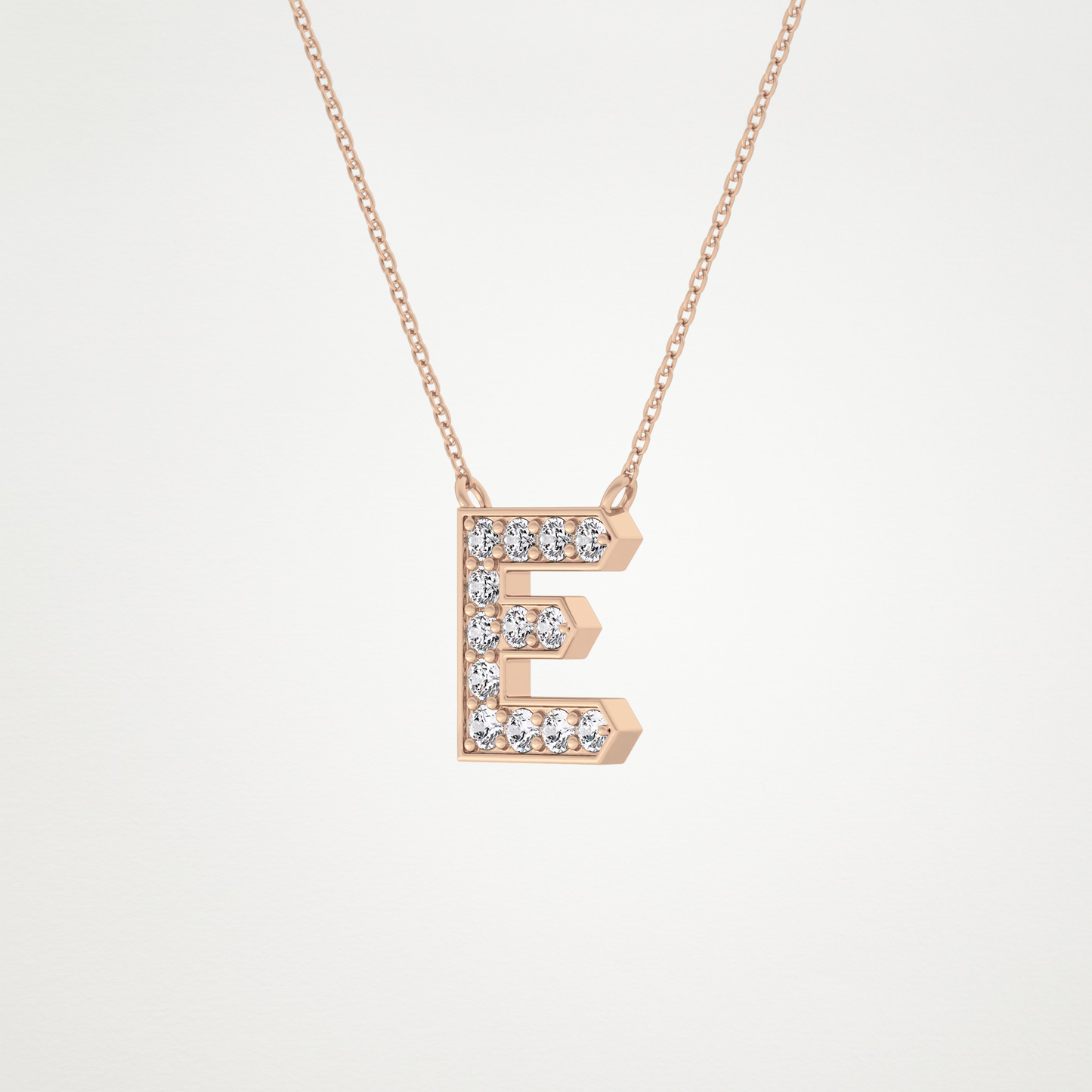 0.385 CT Moissanite E-Shaped Necklace in 14K or 18K Solid Gold – DEF Color, VVS Clarity
