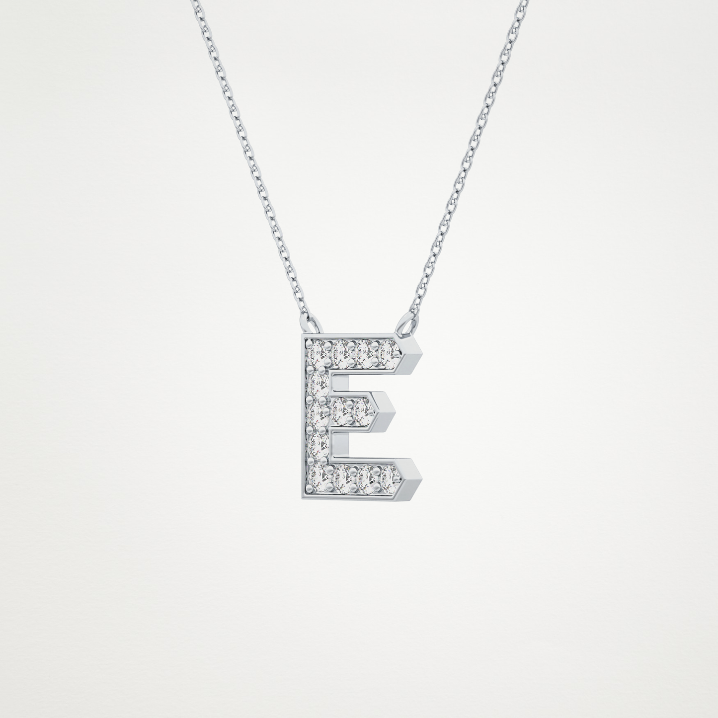 0.385 CT Moissanite E-Shaped Necklace in 14K or 18K Solid Gold – DEF Color, VVS Clarity