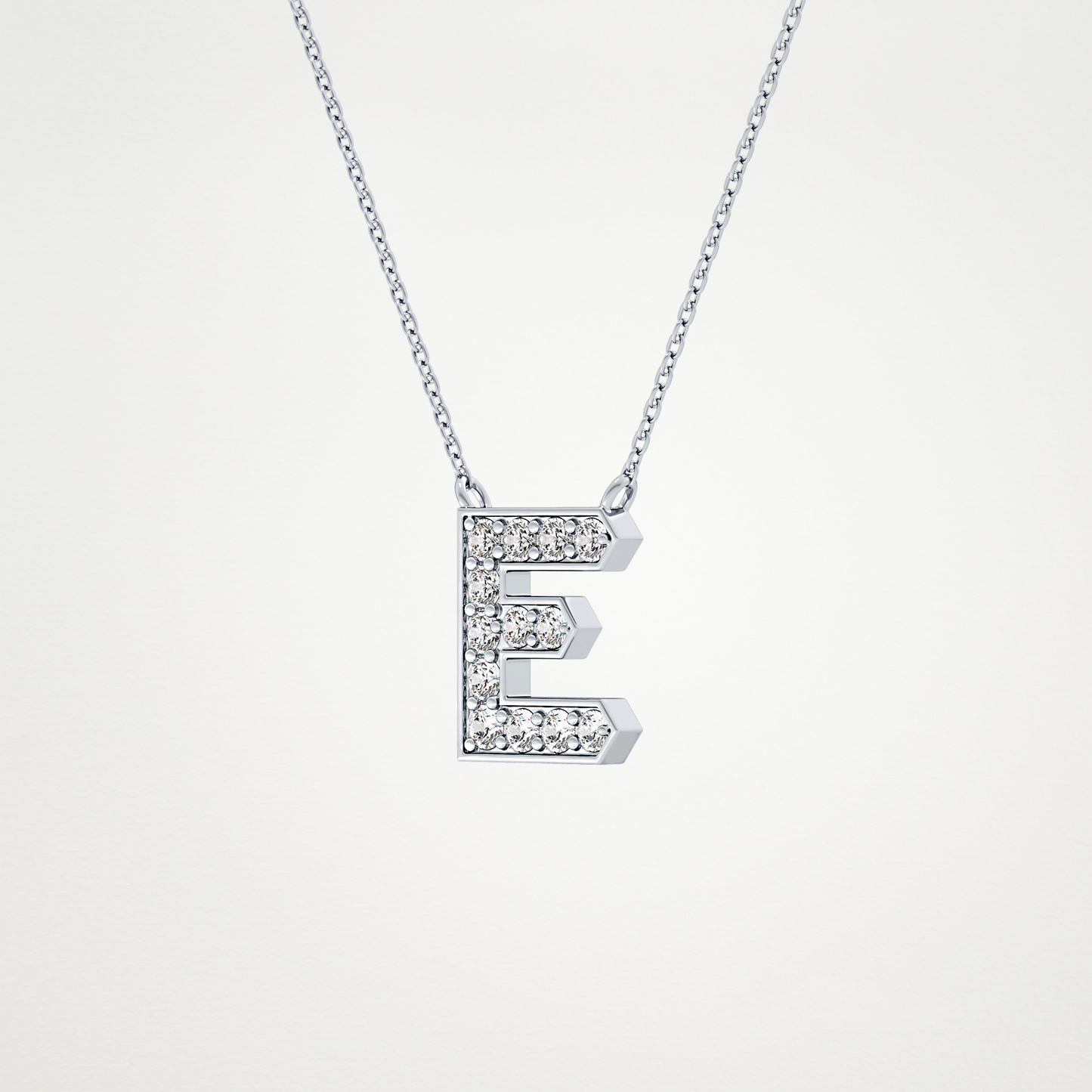0.385 CT Moissanite E-Shaped Necklace in 14K or 18K Solid Gold – DEF Color, VVS Clarity