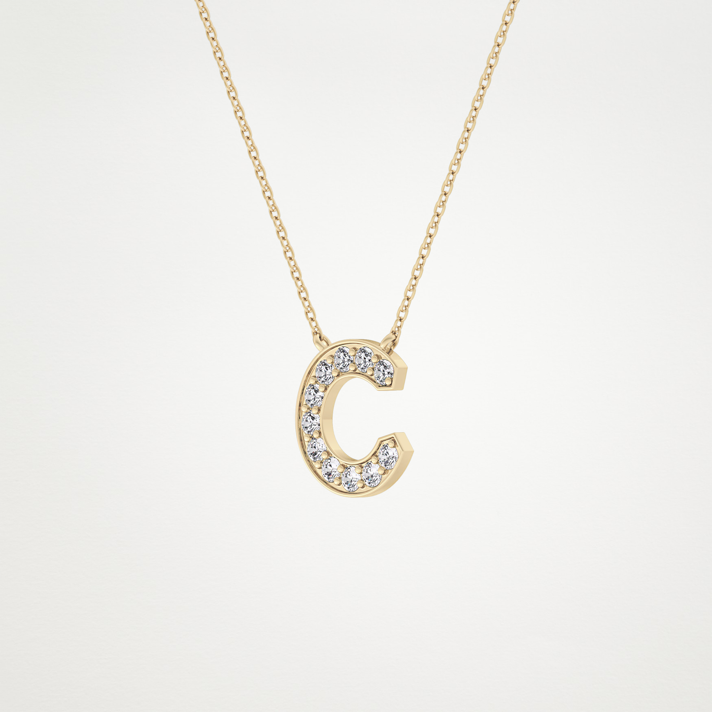 0.24 CT Moissanite C-Shaped Necklace in 14K or 18K Solid Gold – DEF Color, VVS Clarity