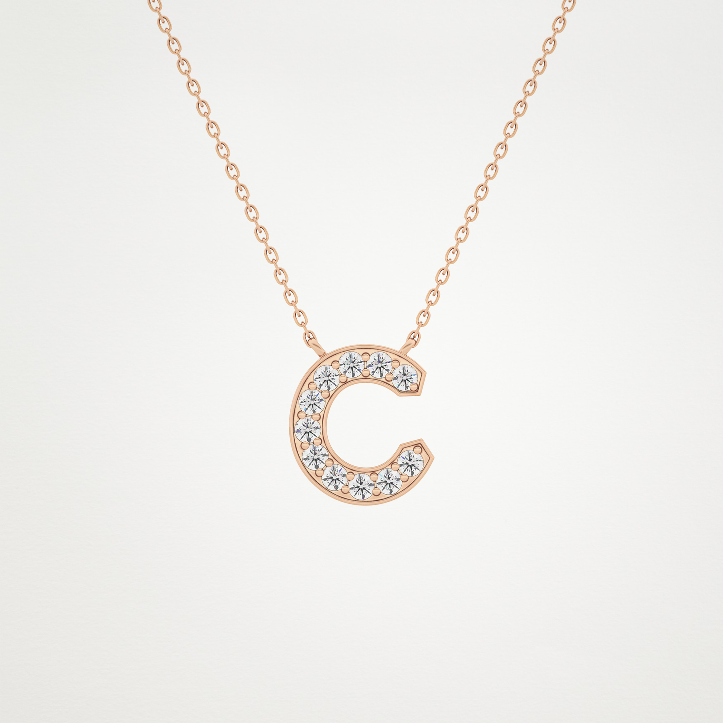 0.24 CT Moissanite C-Shaped Necklace in 14K or 18K Solid Gold – DEF Color, VVS Clarity