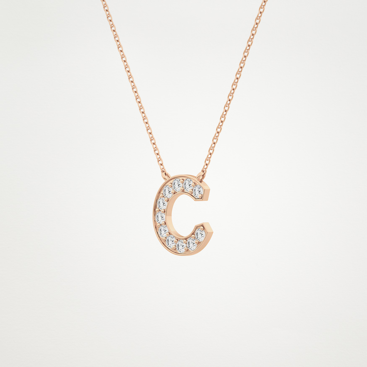 0.24 CT Moissanite C-Shaped Necklace in 14K or 18K Solid Gold – DEF Color, VVS Clarity