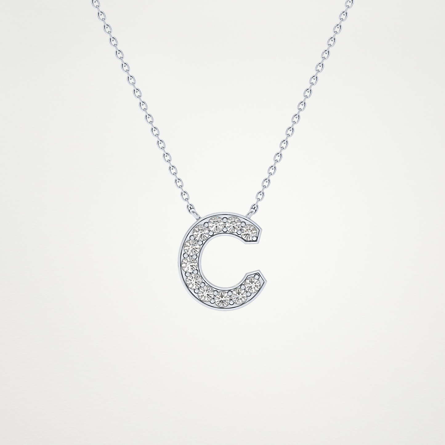 0.24 CT Moissanite C-Shaped Necklace in 14K or 18K Solid Gold – DEF Color, VVS Clarity