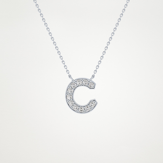 0.24 CT Moissanite C-Shaped Necklace in 14K or 18K Solid Gold – DEF Color, VVS Clarity