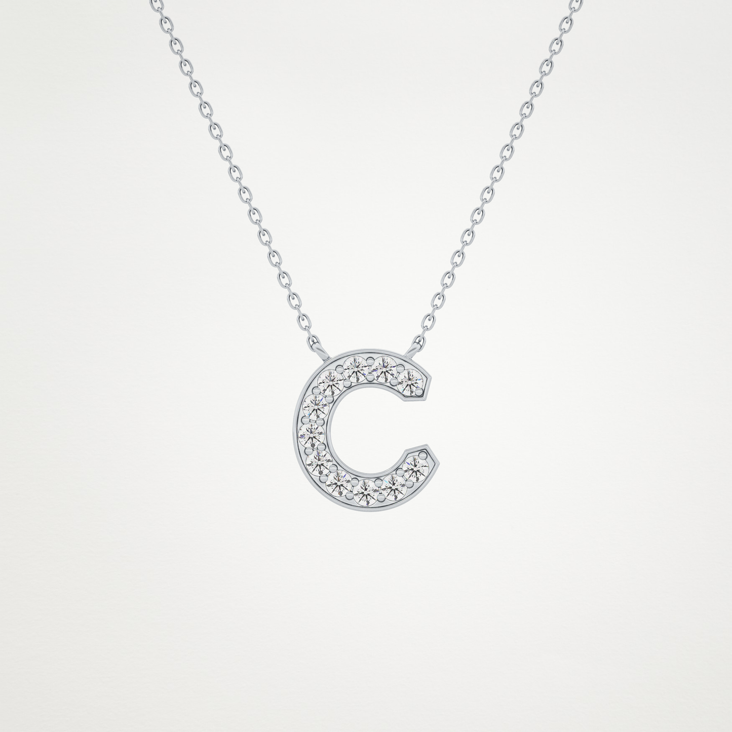 0.24 CT Moissanite C-Shaped Necklace in 14K or 18K Solid Gold – DEF Color, VVS Clarity