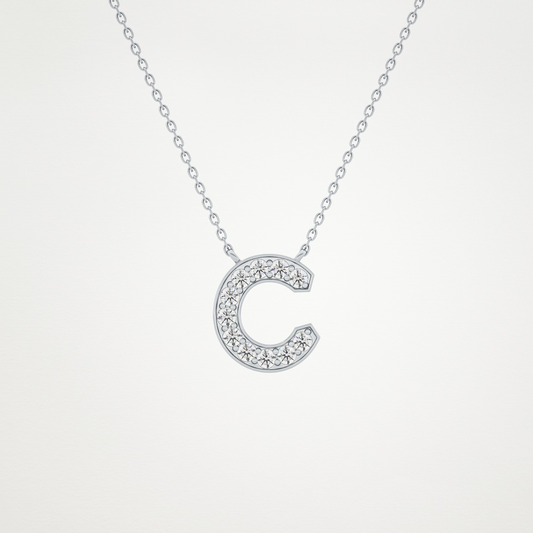 0.24 CT Moissanite C-Shaped Necklace in 14K or 18K Solid Gold – DEF Color, VVS Clarity