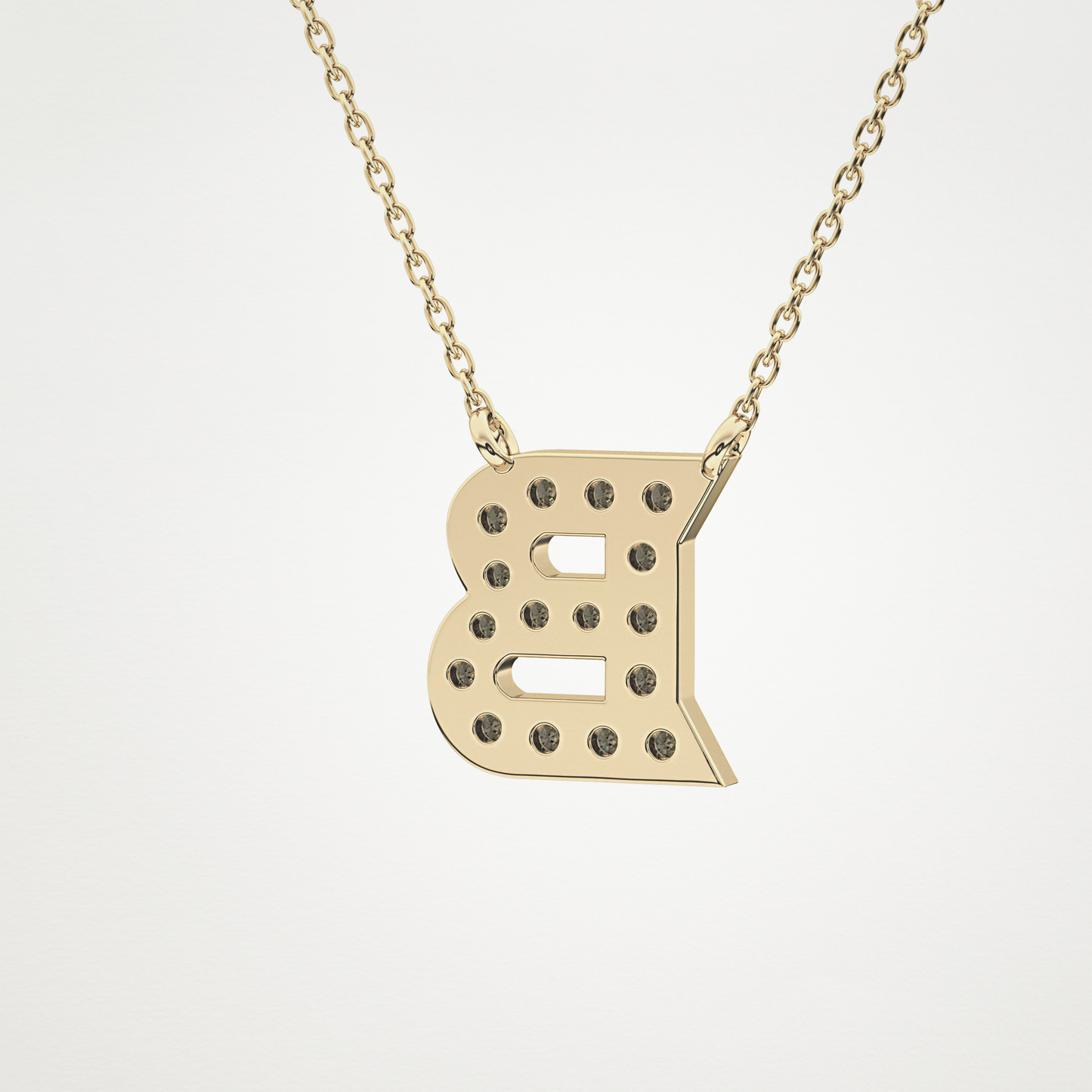 0.323 CT Moissanite B-Shaped Necklace in 14K or 18K Solid Gold – DEF Color, VVS Clarity