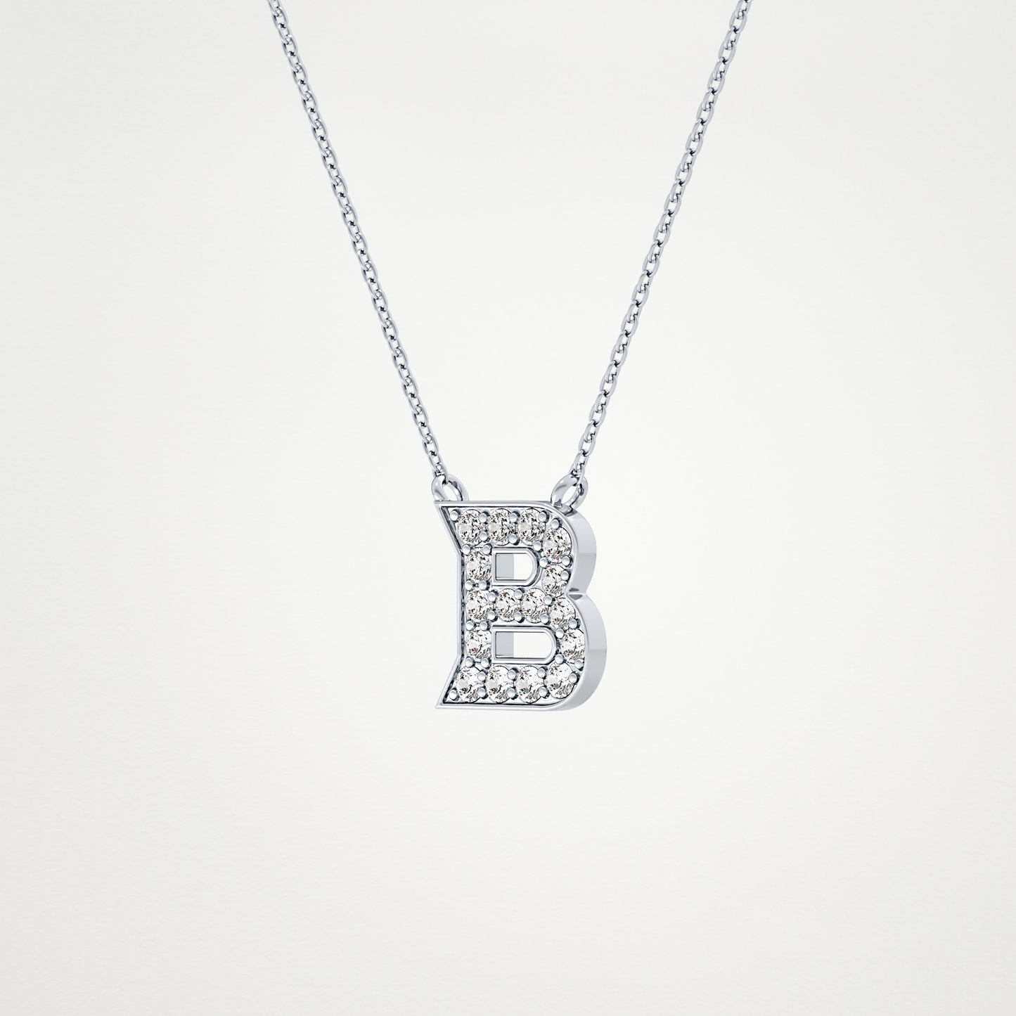 0.323 CT Moissanite B-Shaped Necklace in 14K or 18K Solid Gold – DEF Color, VVS Clarity