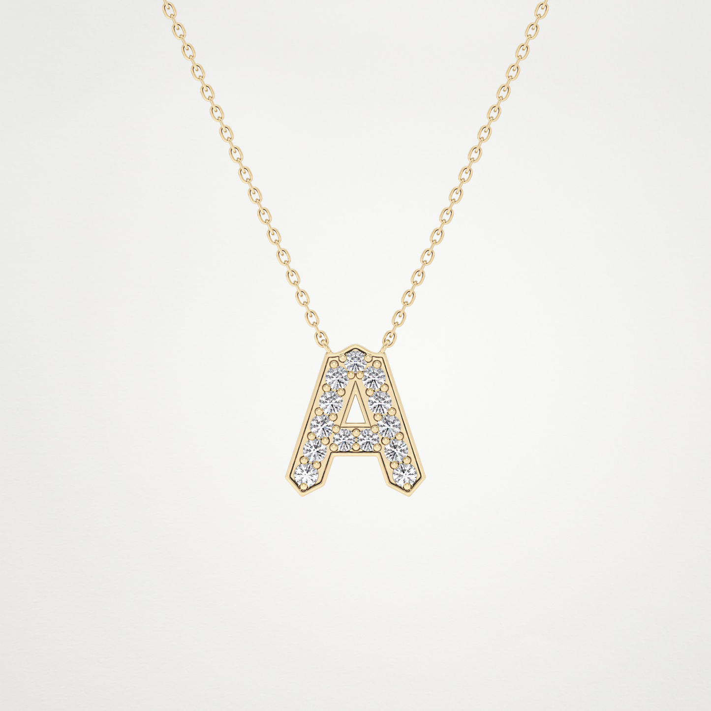 0.226 CT Moissanite A-Shaped Necklace in 14K or 18K Solid Gold – DEF Color, VVS Clarity