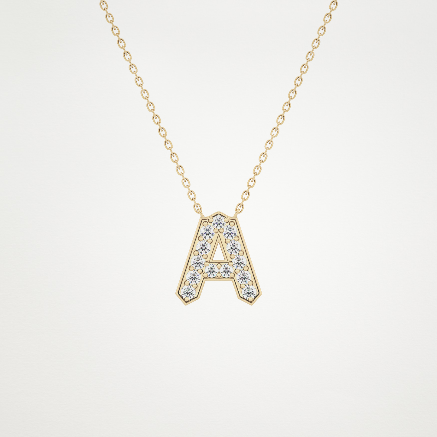 0.226 CT Moissanite A-Shaped Necklace in 14K or 18K Solid Gold – DEF Color, VVS Clarity