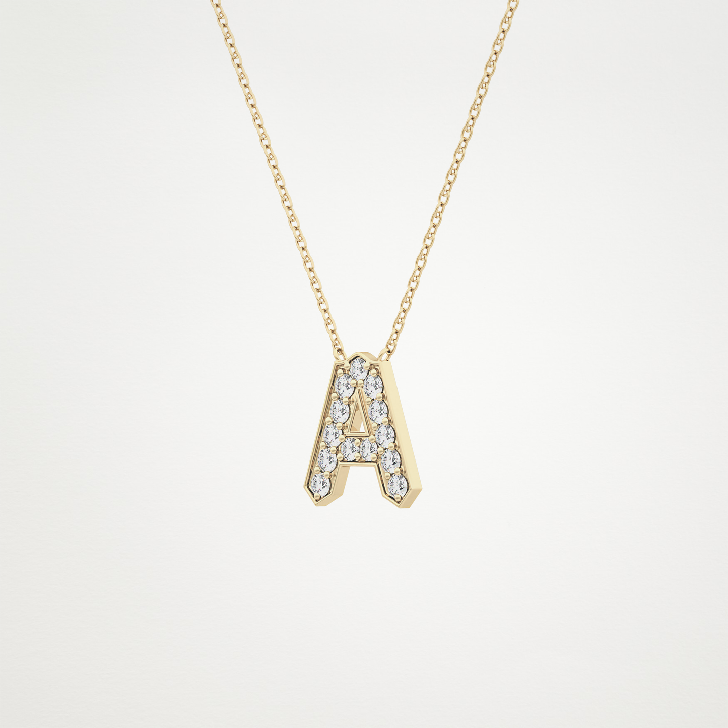 0.226 CT Moissanite A-Shaped Necklace in 14K or 18K Solid Gold – DEF Color, VVS Clarity