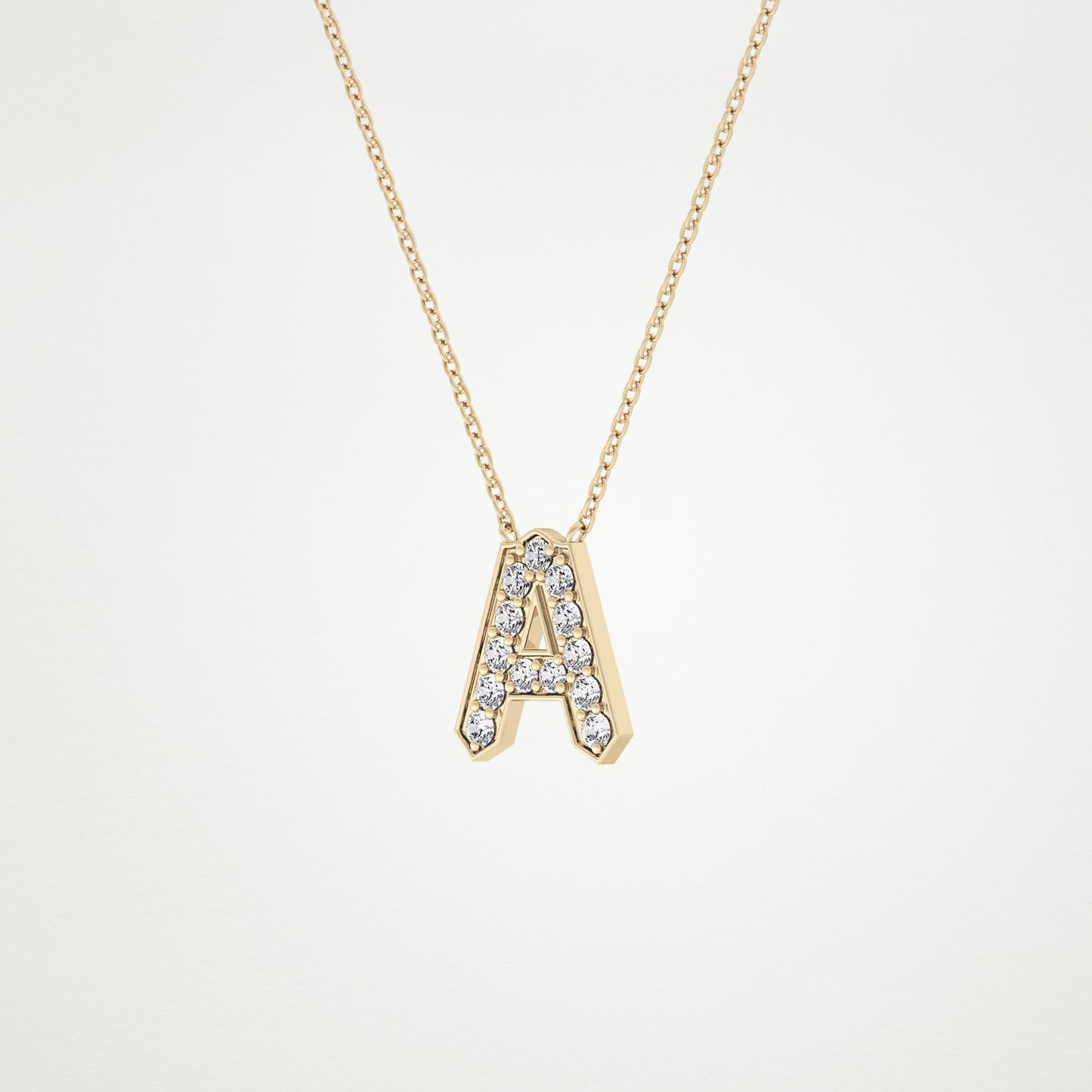 0.226 CT Moissanite A-Shaped Necklace in 14K or 18K Solid Gold – DEF Color, VVS Clarity