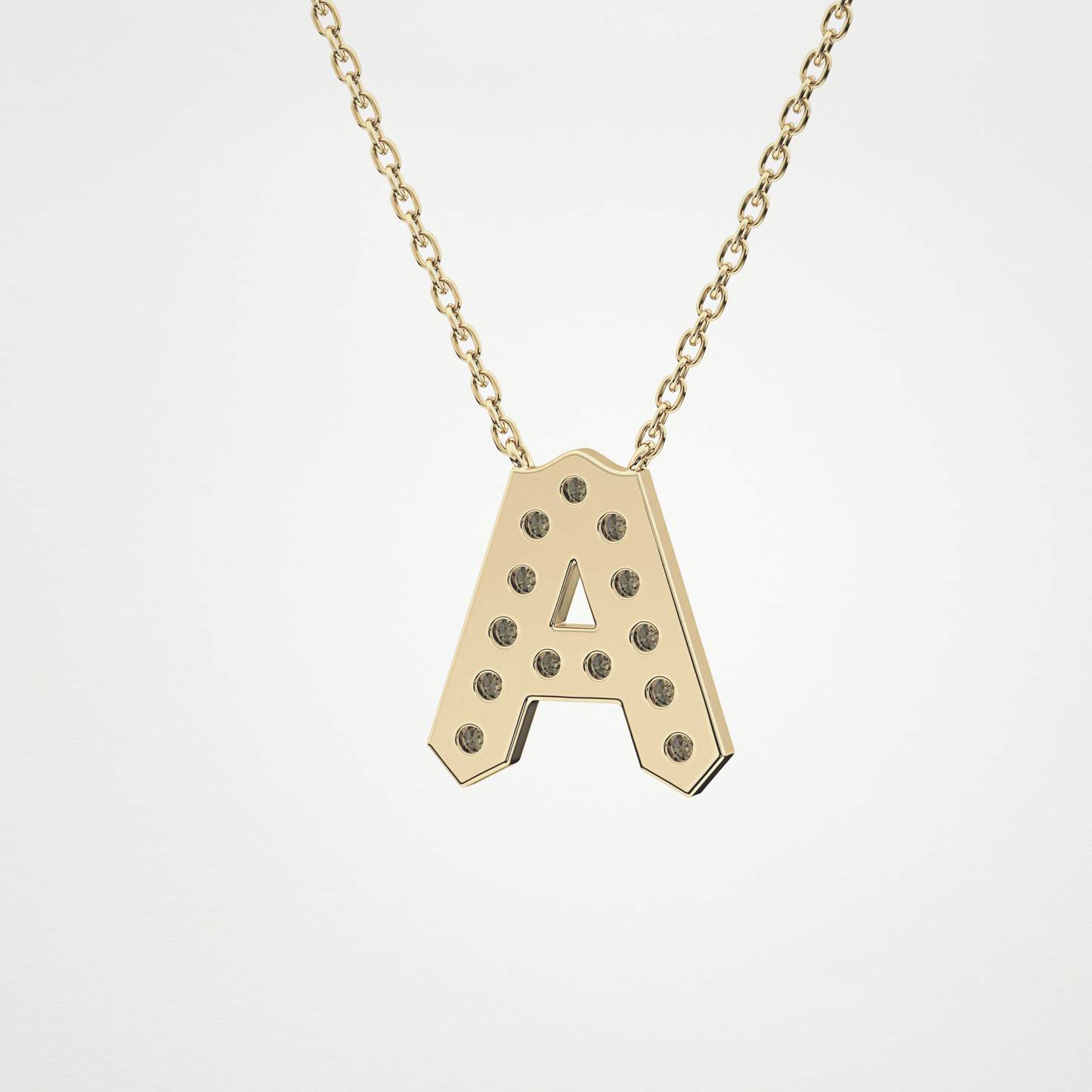 0.226 CT Moissanite A-Shaped Necklace in 14K or 18K Solid Gold – DEF Color, VVS Clarity