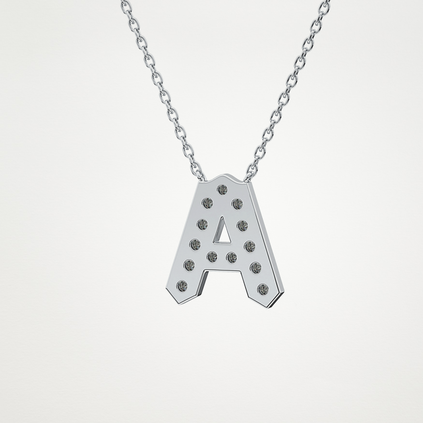 0.226 CT Moissanite A-Shaped Necklace in 14K or 18K Solid Gold – DEF Color, VVS Clarity
