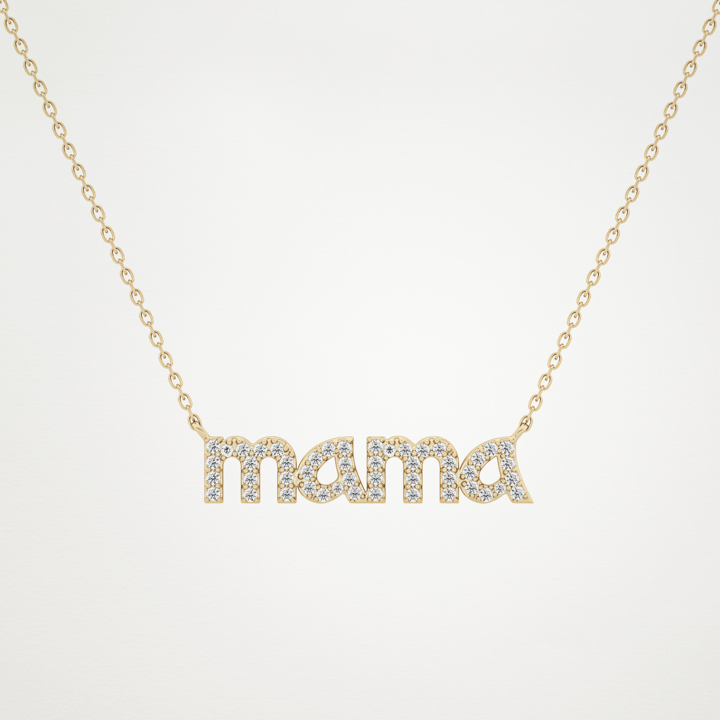 0.17 CT Moissanite MAMA Necklace in 14K or 18K Solid Gold – DEF Color, VVS Clarity