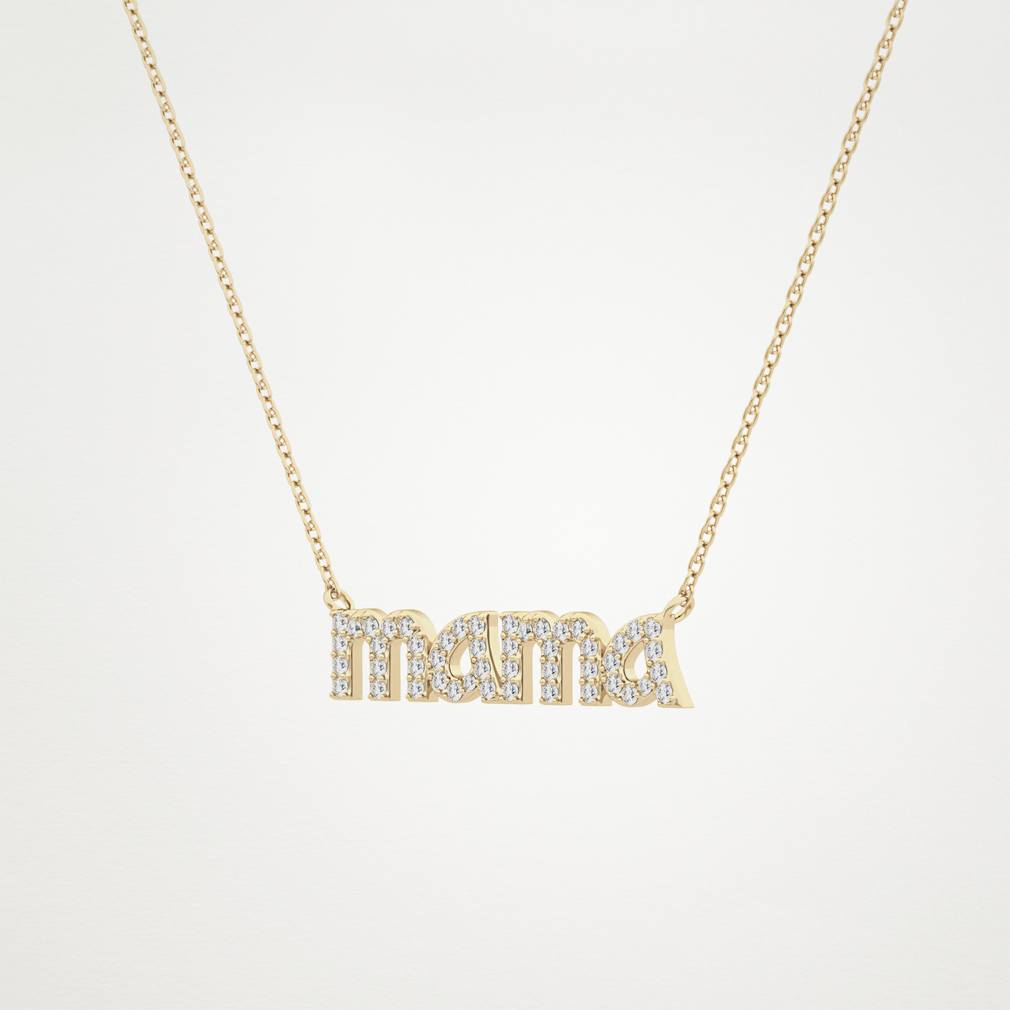 0.17 CT Moissanite MAMA Necklace in 14K or 18K Solid Gold – DEF Color, VVS Clarity