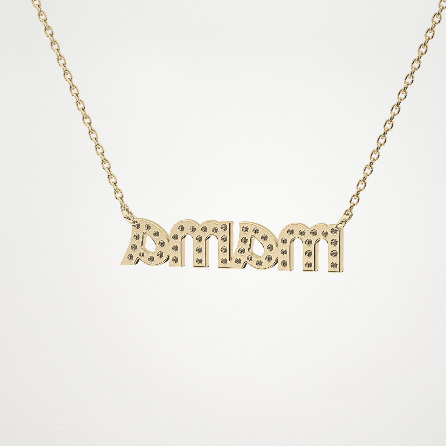 0.17 CT Moissanite MAMA Necklace in 14K or 18K Solid Gold – DEF Color, VVS Clarity