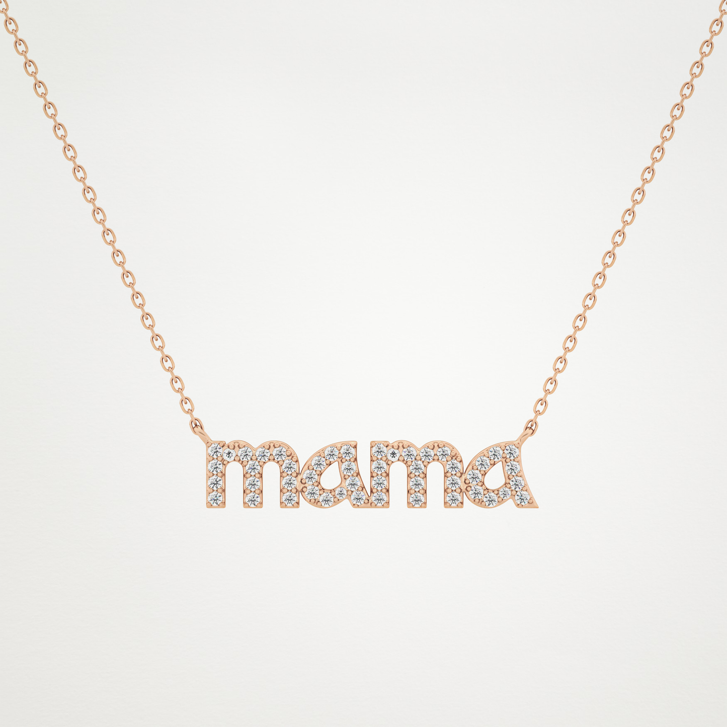 0.17 CT Moissanite MAMA Necklace in 14K or 18K Solid Gold – DEF Color, VVS Clarity
