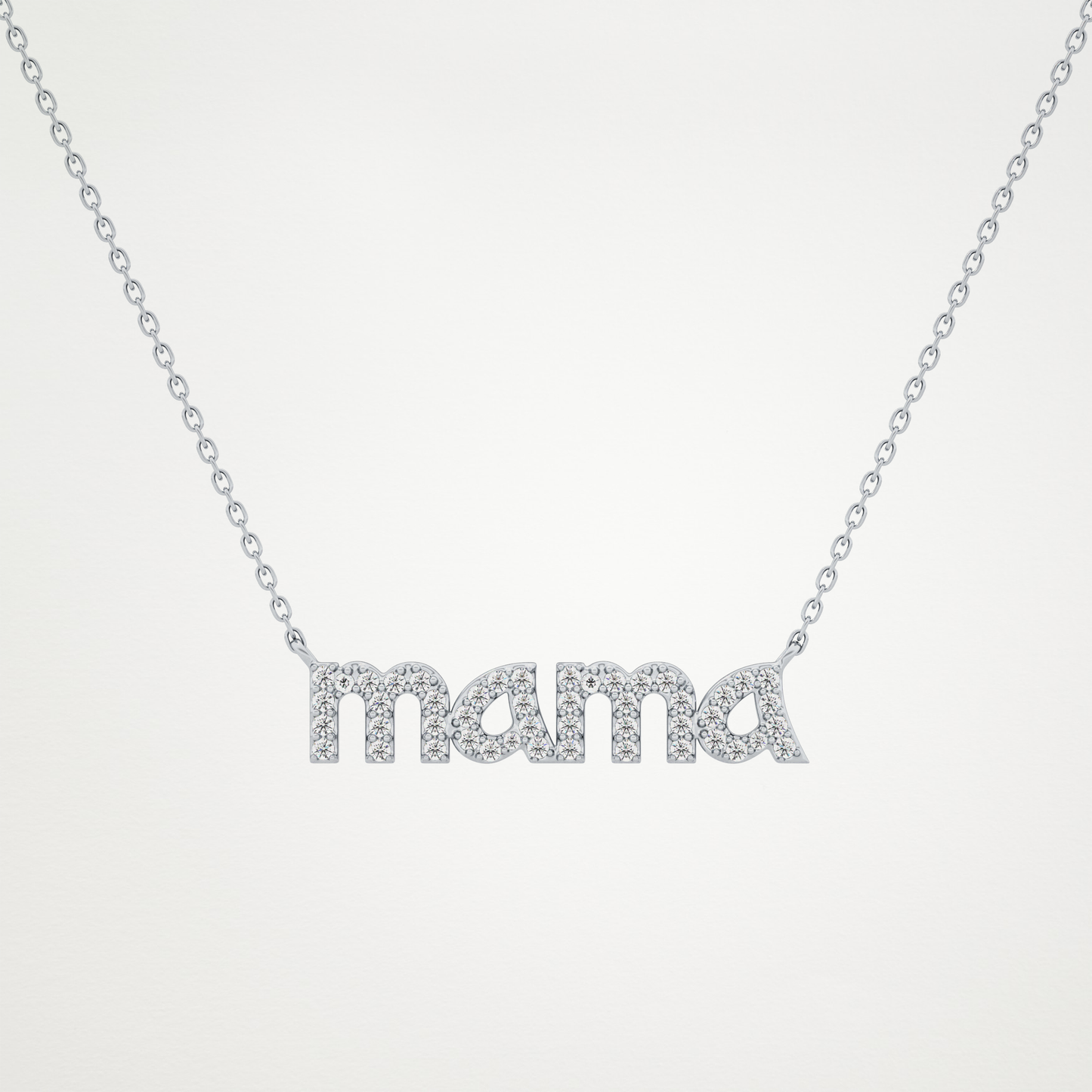 0.17 CT Moissanite MAMA Necklace in 14K or 18K Solid Gold – DEF Color, VVS Clarity