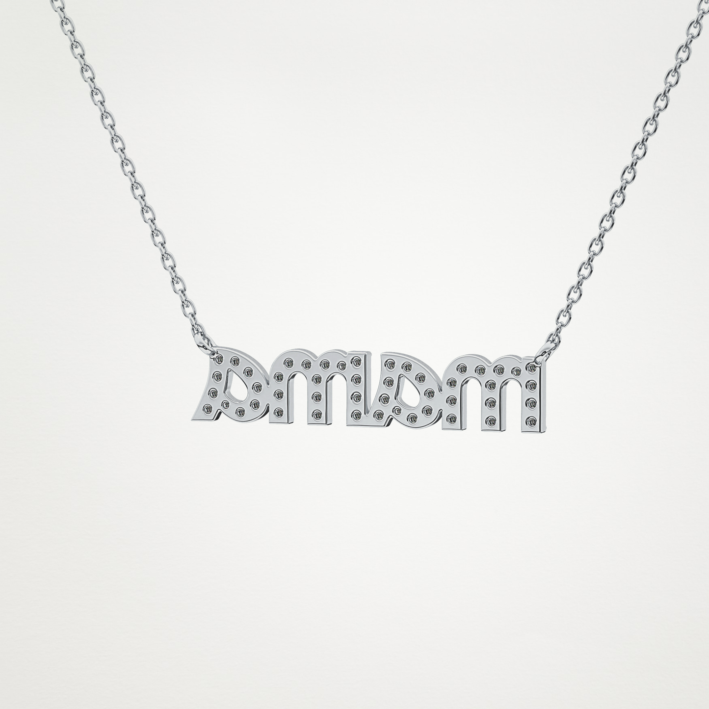 0.17 CT Moissanite MAMA Necklace in 14K or 18K Solid Gold – DEF Color, VVS Clarity
