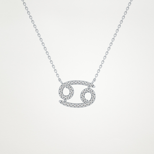 0.175 CT Moissanite Cancer Necklace in 14K or 18K Solid Gold – DEF Color, VVS Clarity