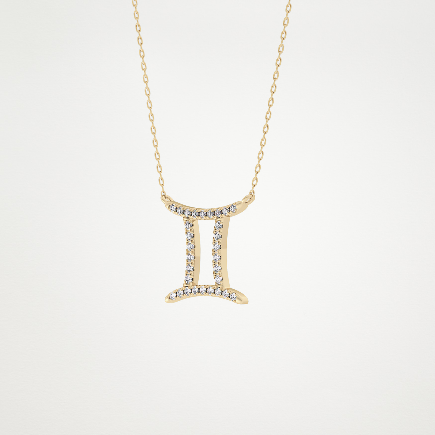 0.13 CT Moissanite Gemini Necklace in 14K or 18K Solid Gold – DEF Color, VVS Clarity