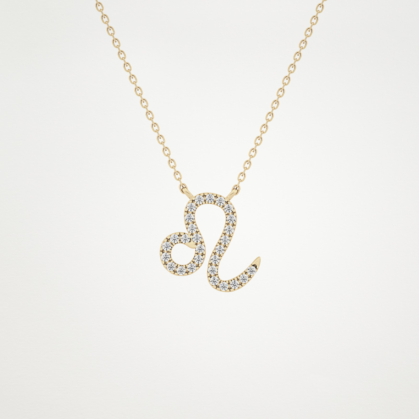 0.14 CT Moissanite Leo Necklace in 14K or 18K Solid Gold – DEF Color, VVS Clarity