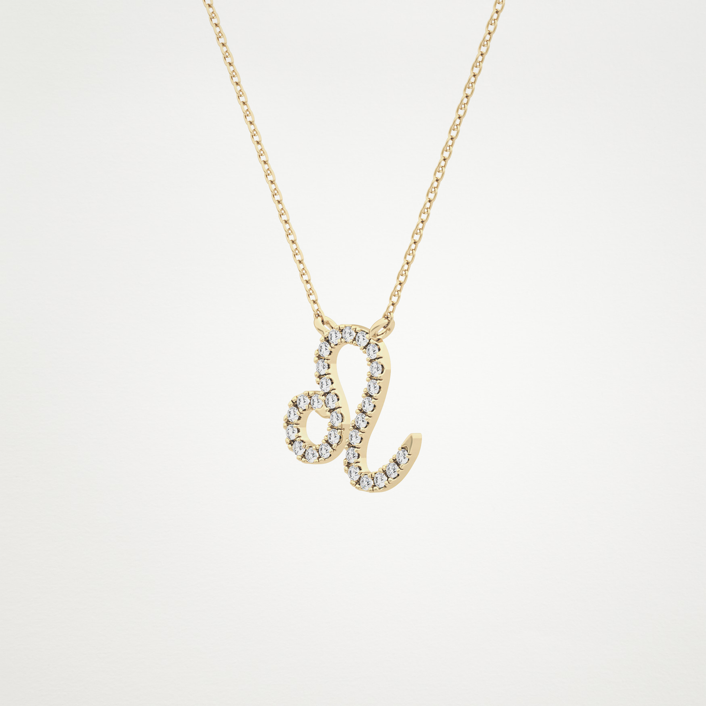0.14 CT Moissanite Leo Necklace in 14K or 18K Solid Gold – DEF Color, VVS Clarity