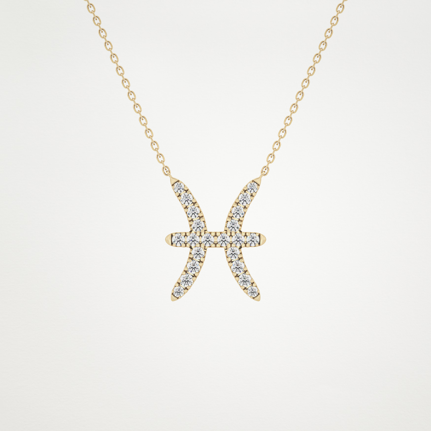 0.273 CT Moissanite Pisces Necklace in 14K or 18K Solid Gold – DEF Color, VVS Clarity