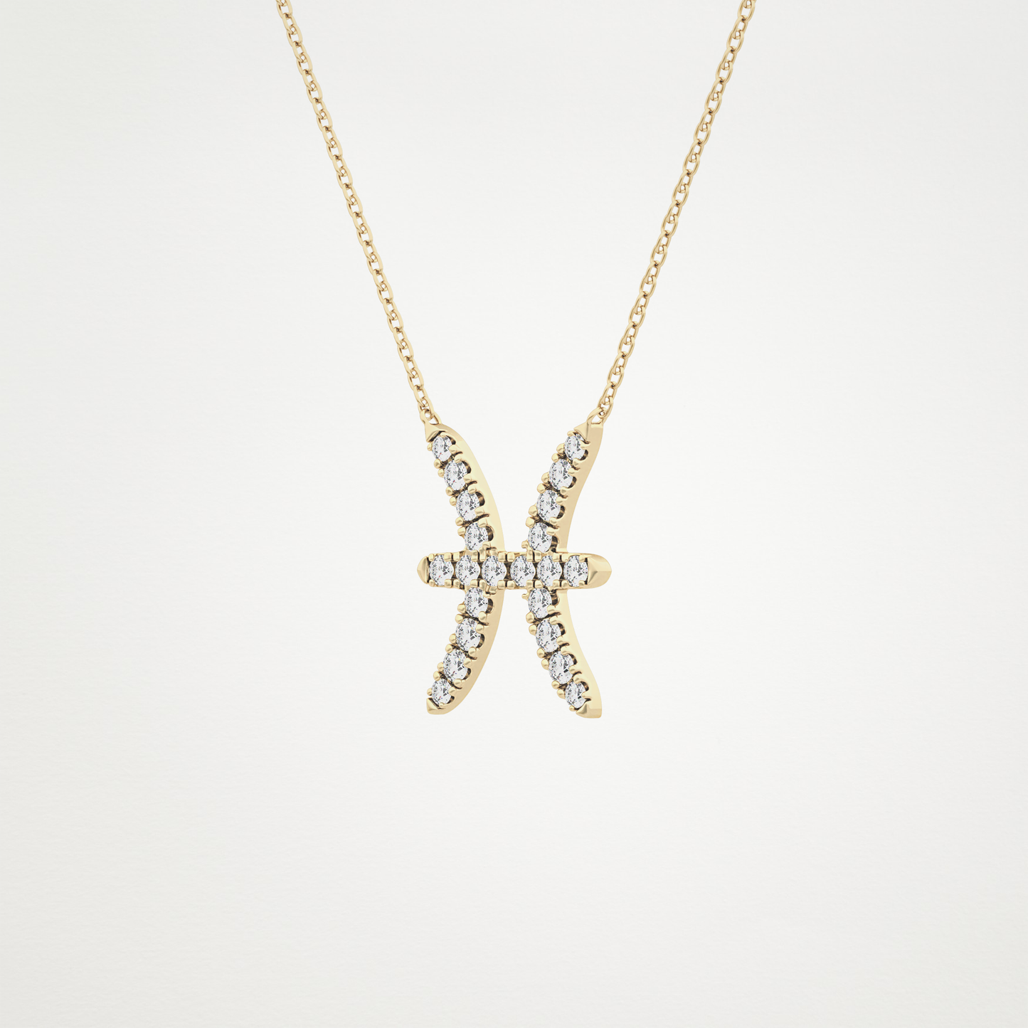 0.273 CT Moissanite Pisces Necklace in 14K or 18K Solid Gold – DEF Color, VVS Clarity