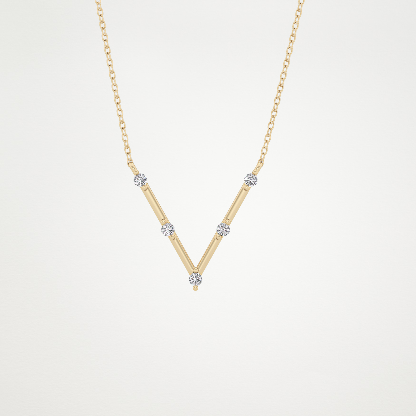 0.8 CT Moissanite V Shaped Necklace in 14K or 18K Solid Gold – DEF Color, VVS Clarity