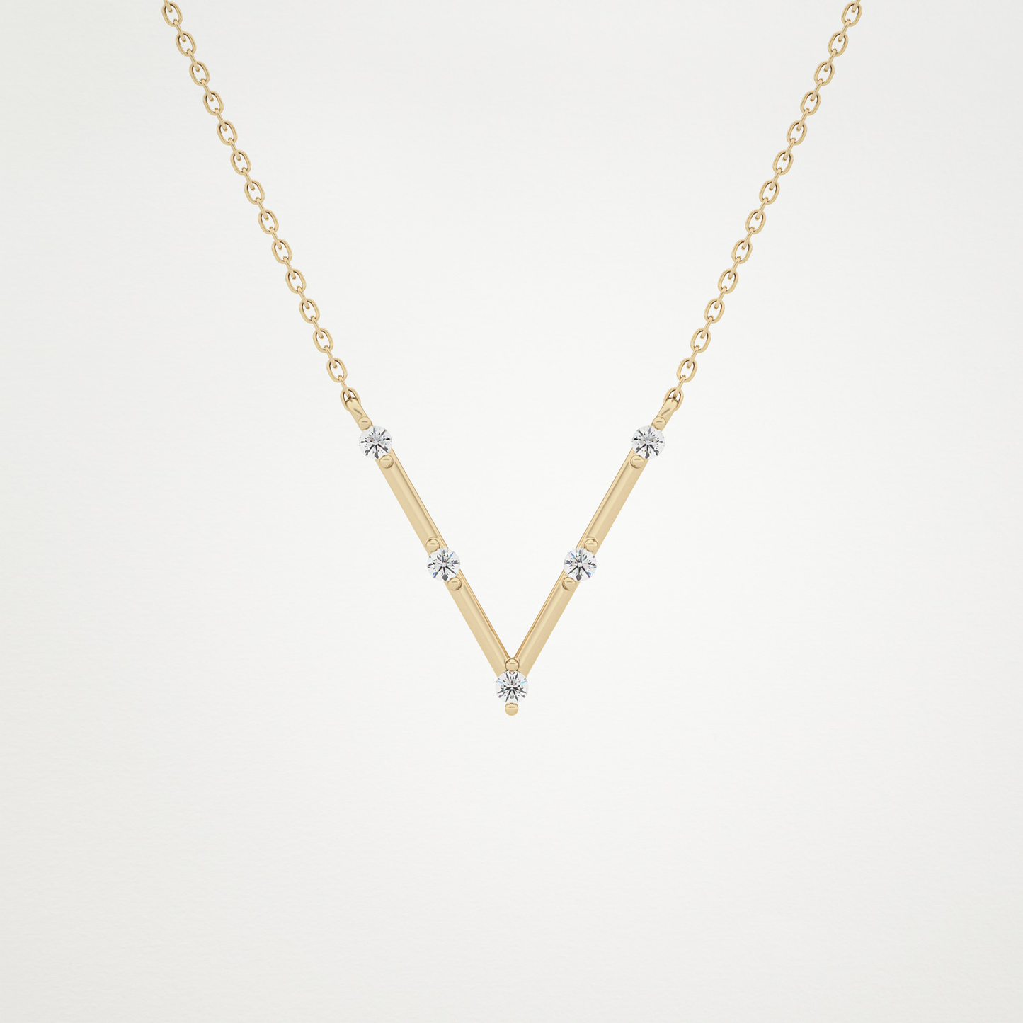 0.8 CT Moissanite V Shaped Necklace in 14K or 18K Solid Gold – DEF Color, VVS Clarity