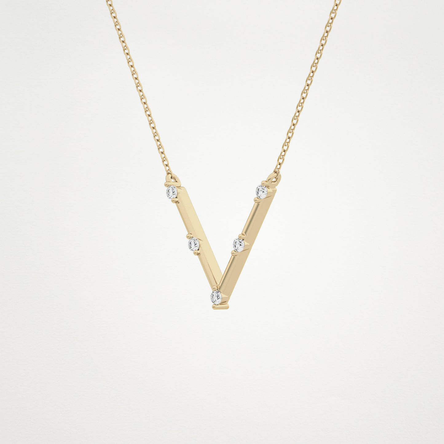 0.8 CT Moissanite V Shaped Necklace in 14K or 18K Solid Gold – DEF Color, VVS Clarity