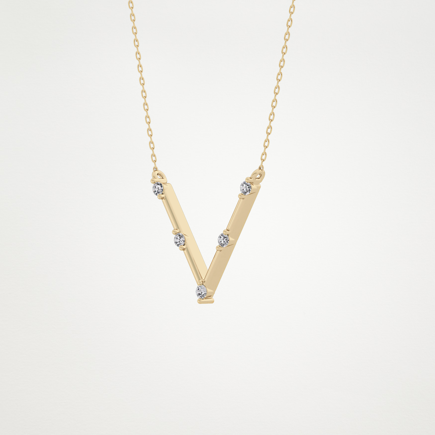 0.8 CT Moissanite V Shaped Necklace in 14K or 18K Solid Gold – DEF Color, VVS Clarity