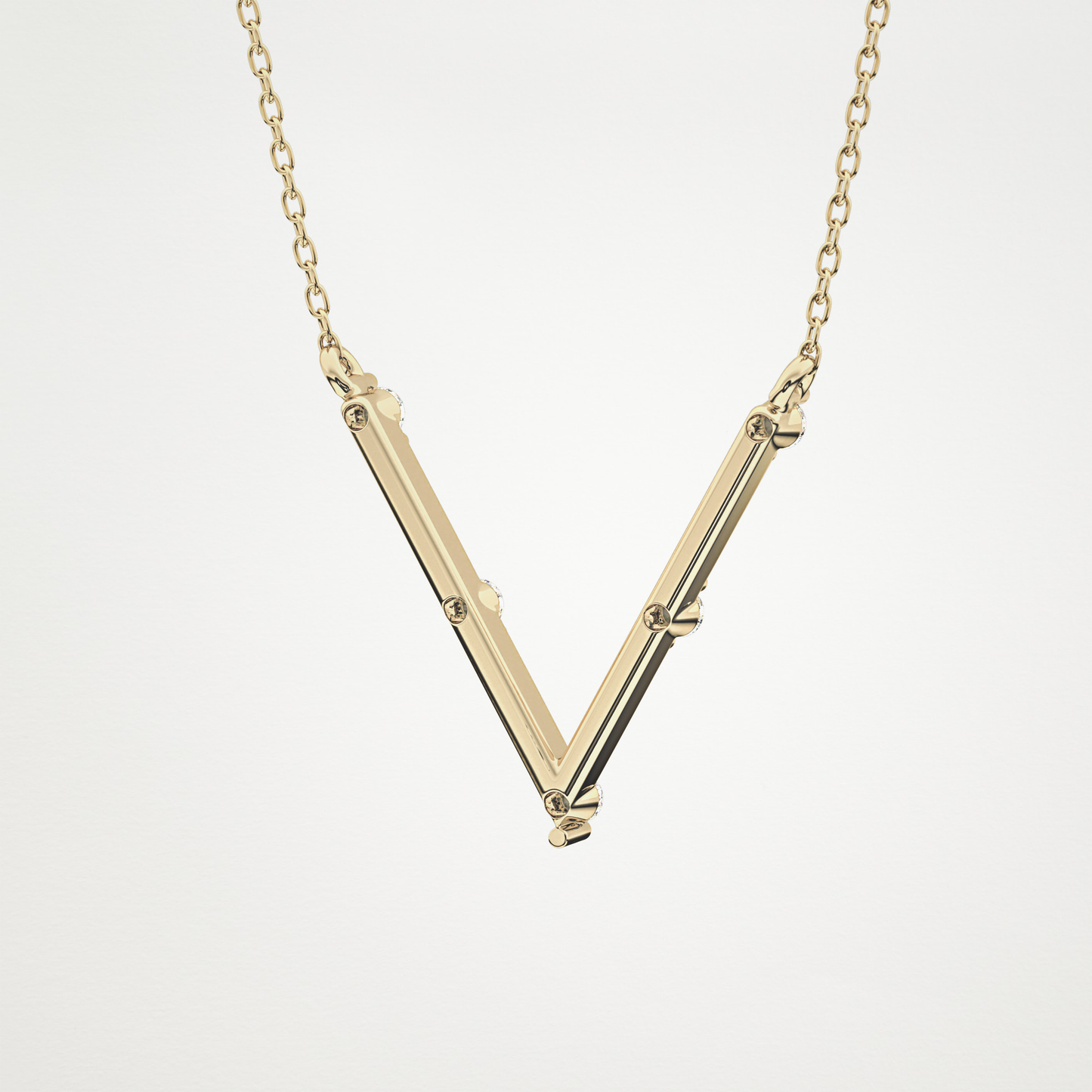 0.8 CT Moissanite V Shaped Necklace in 14K or 18K Solid Gold – DEF Color, VVS Clarity