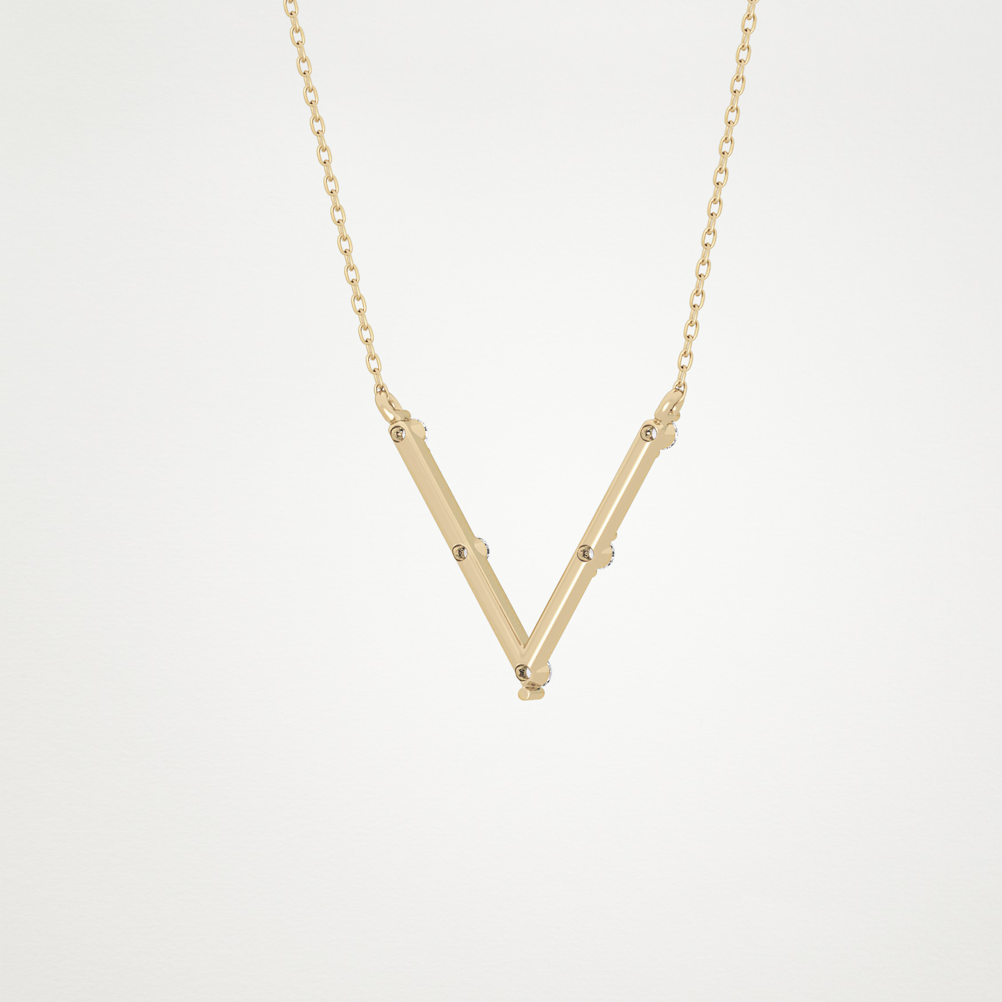 0.8 CT Moissanite V Shaped Necklace in 14K or 18K Solid Gold – DEF Color, VVS Clarity