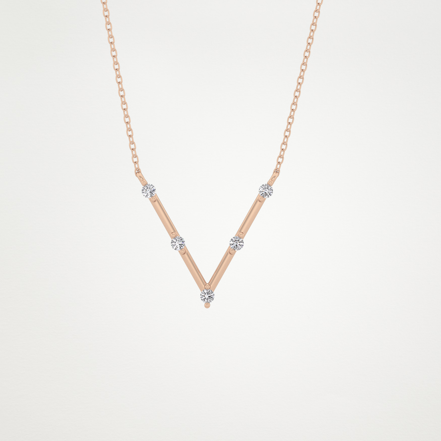 0.8 CT Moissanite V Shaped Necklace in 14K or 18K Solid Gold – DEF Color, VVS Clarity