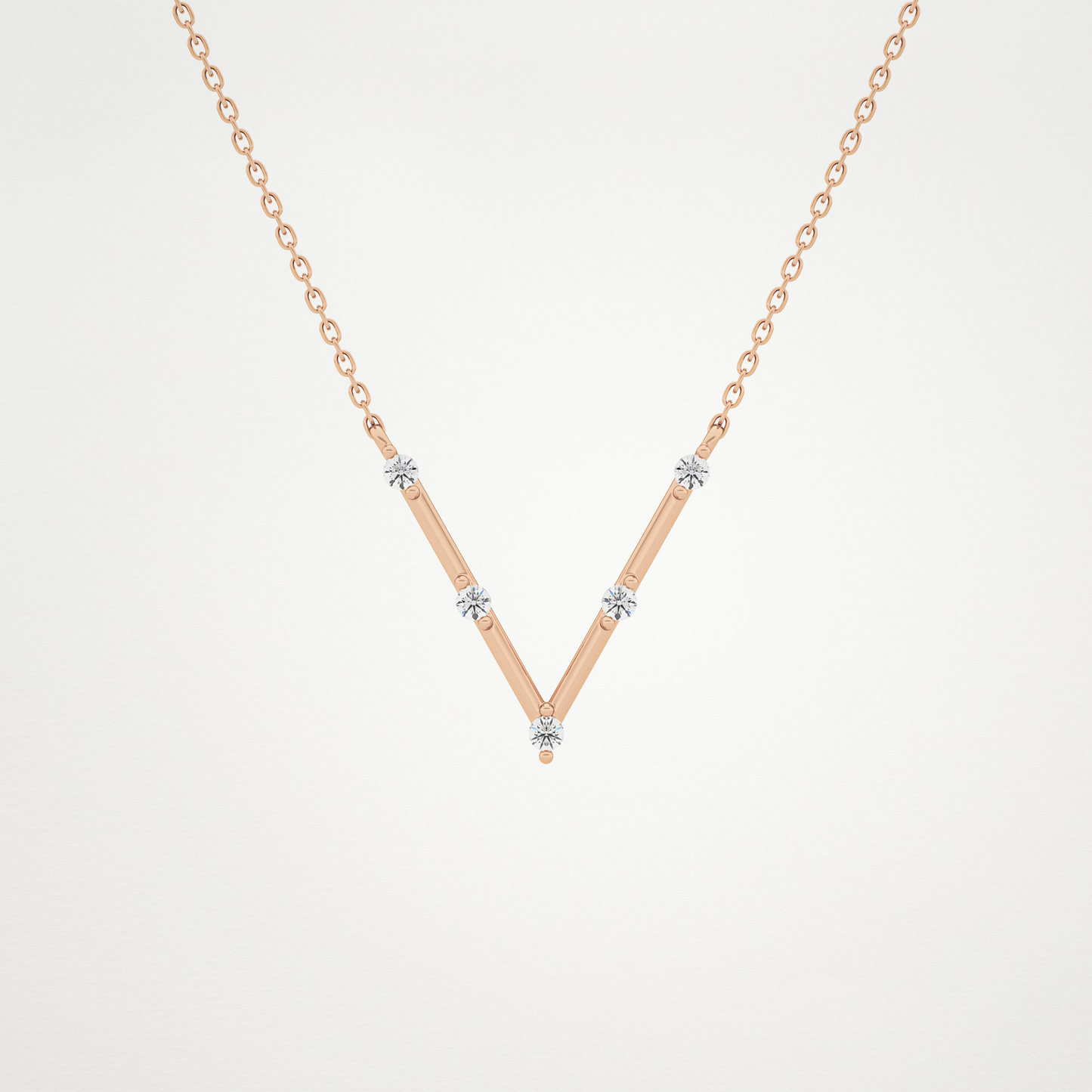 0.8 CT Moissanite V Shaped Necklace in 14K or 18K Solid Gold – DEF Color, VVS Clarity