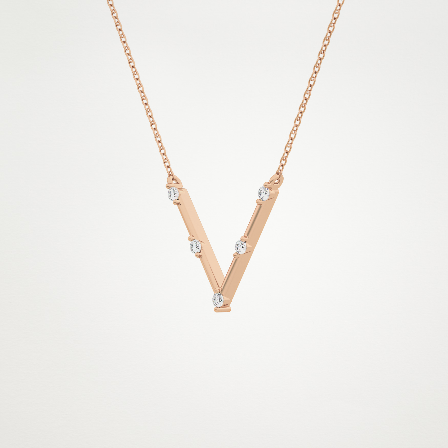 0.8 CT Moissanite V Shaped Necklace in 14K or 18K Solid Gold – DEF Color, VVS Clarity