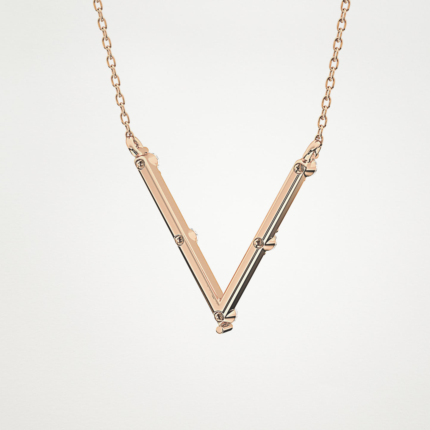 0.8 CT Moissanite V Shaped Necklace in 14K or 18K Solid Gold – DEF Color, VVS Clarity