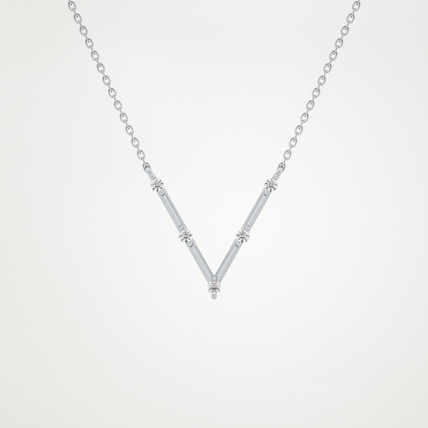 0.8 CT Moissanite V Shaped Necklace in 14K or 18K Solid Gold – DEF Color, VVS Clarity