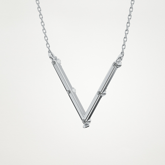 0.8 CT Moissanite V Shaped Necklace in 14K or 18K Solid Gold – DEF Color, VVS Clarity