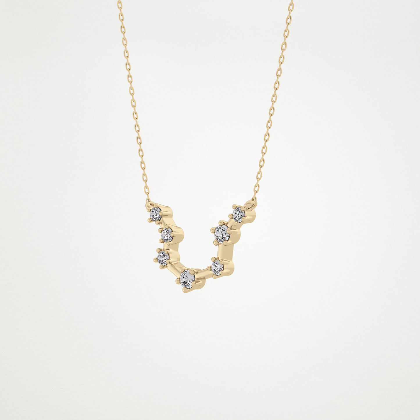 0.2 CT Moissanite Slight Open U Necklace in 14K or 18K Solid Gold – DEF Color, VVS Clarity