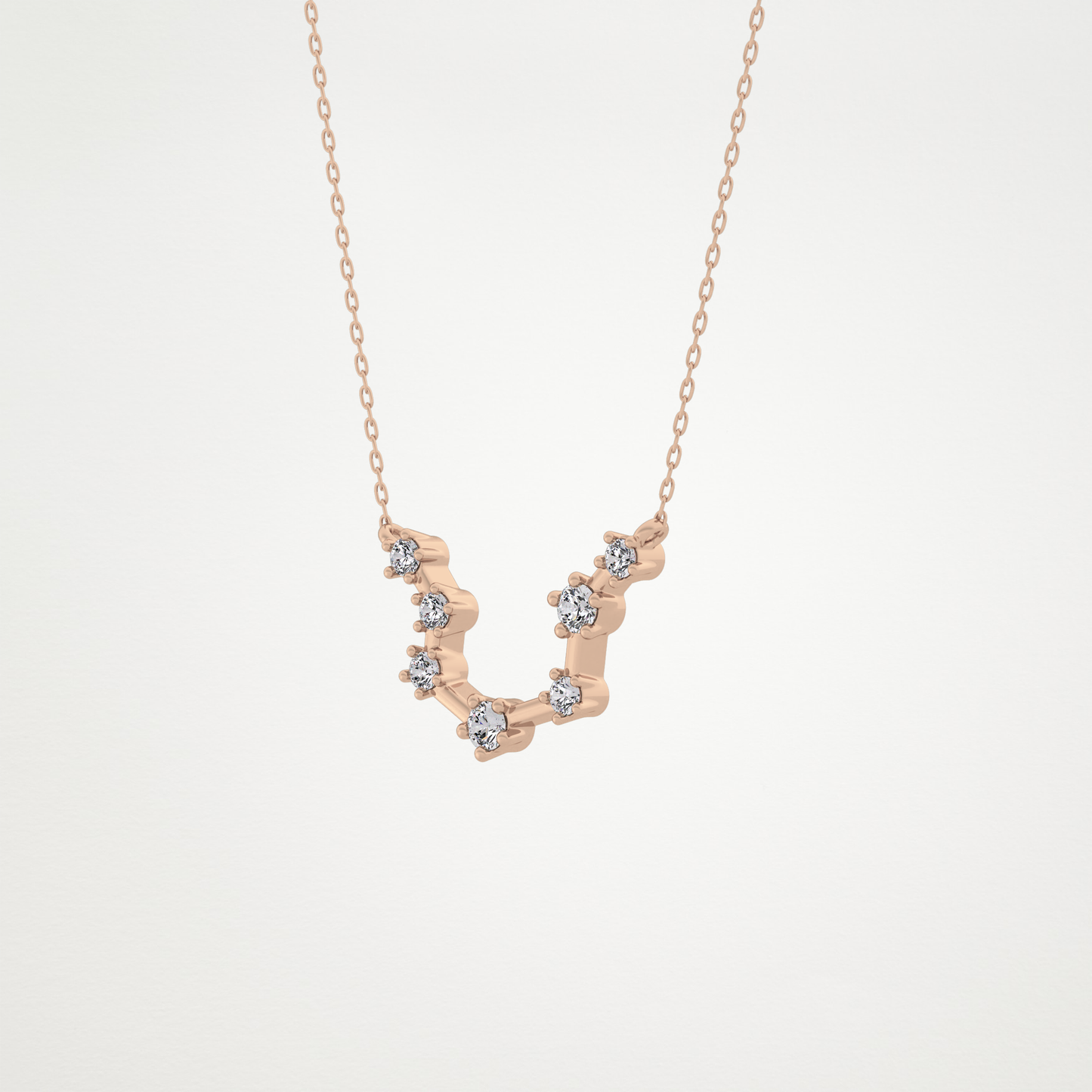 0.2 CT Moissanite Slight Open U Necklace in 14K or 18K Solid Gold – DEF Color, VVS Clarity