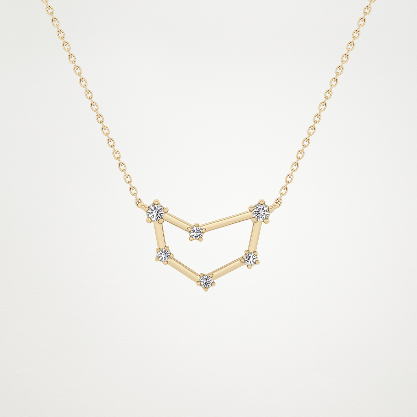 0.13 CT Moissanite Connected Necklace in 14K or 18K Solid Gold – DEF Color, VVS Clarity