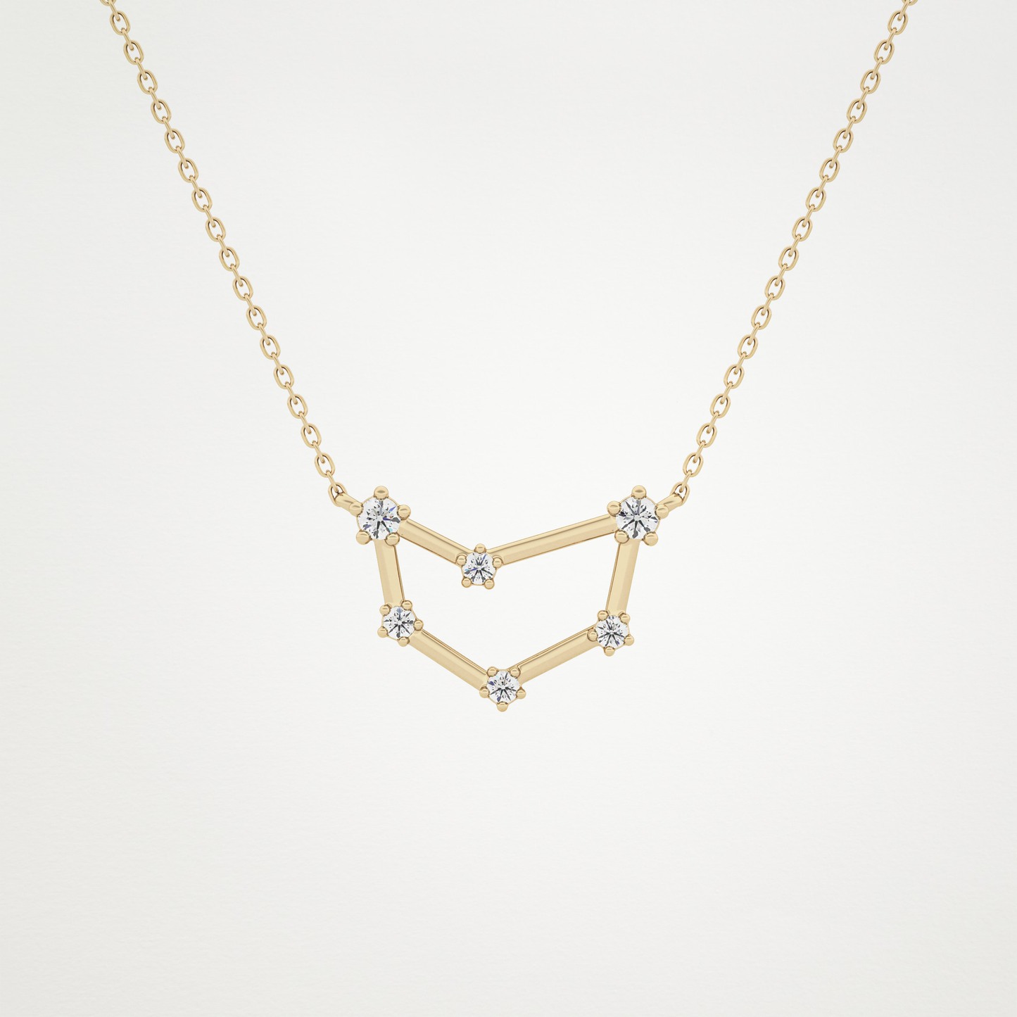 0.13 CT Moissanite Connected Necklace in 14K or 18K Solid Gold – DEF Color, VVS Clarity