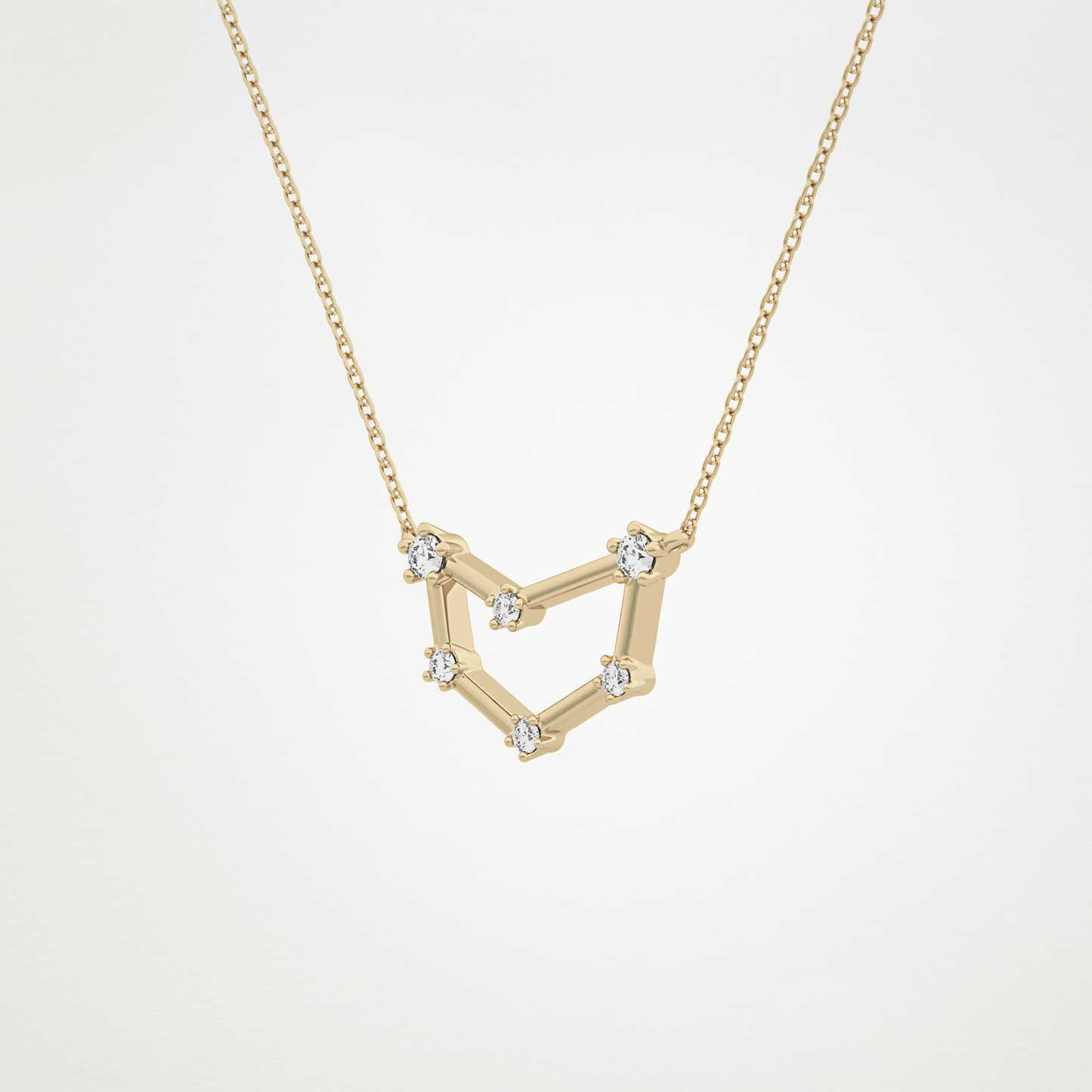 0.13 CT Moissanite Connected Necklace in 14K or 18K Solid Gold – DEF Color, VVS Clarity