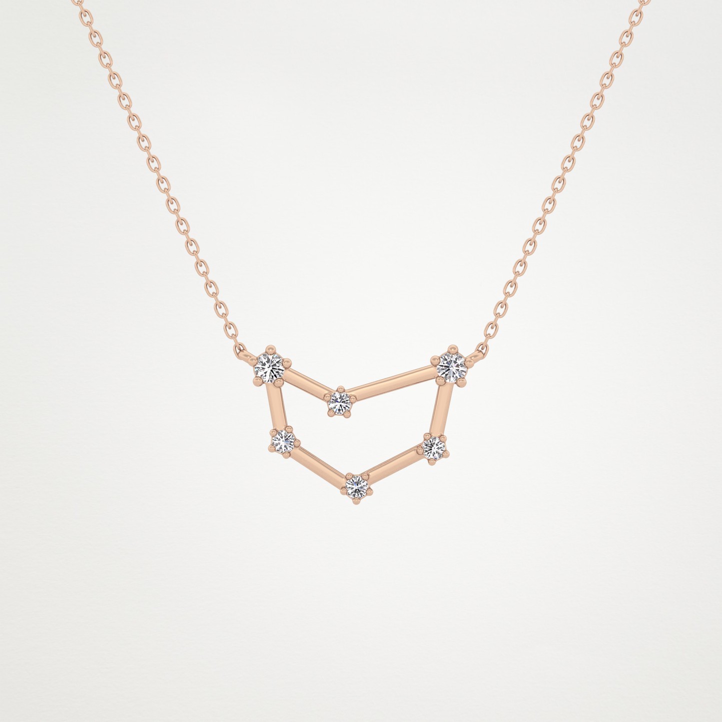 0.13 CT Moissanite Connected Necklace in 14K or 18K Solid Gold – DEF Color, VVS Clarity