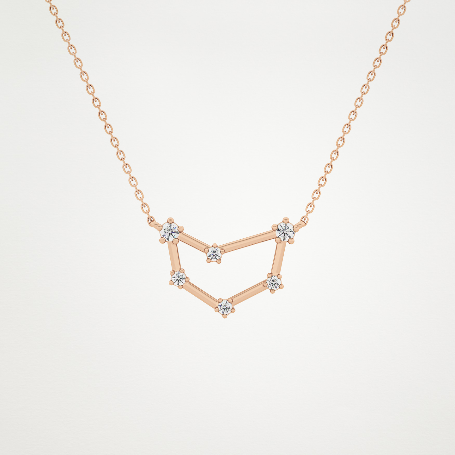 0.13 CT Moissanite Connected Necklace in 14K or 18K Solid Gold – DEF Color, VVS Clarity