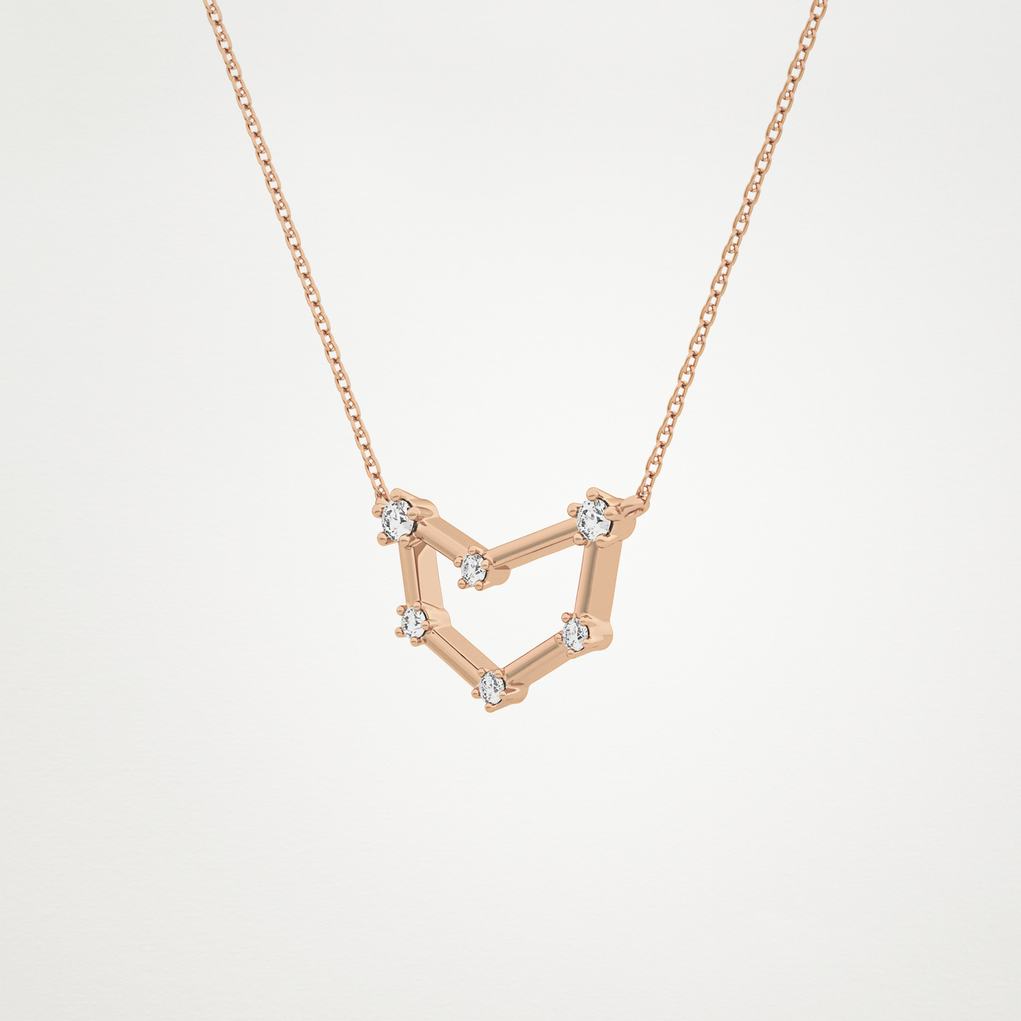 0.13 CT Moissanite Connected Necklace in 14K or 18K Solid Gold – DEF Color, VVS Clarity